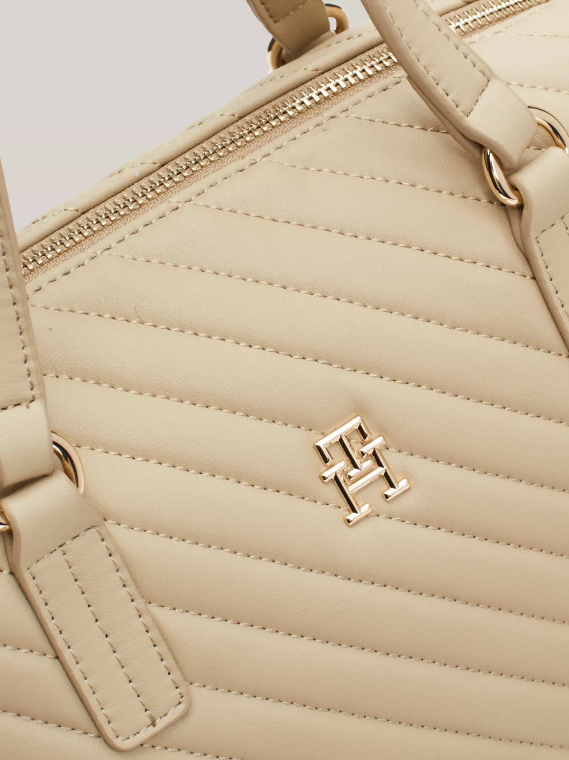 Torebki Tote*Tommy Hilfiger Torba Typu Tote Z Przeszyciami TH Monogram BEIGE