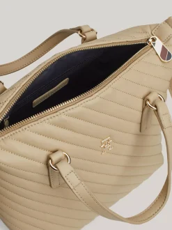 Torebki Tote*Tommy Hilfiger Torba Typu Tote Z Przeszyciami TH Monogram BEIGE