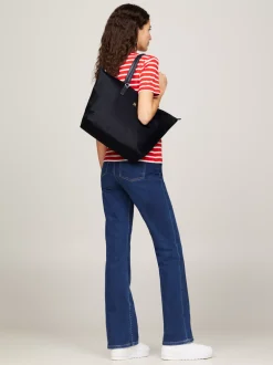 Torebki Tote*Tommy Hilfiger Torba Typu Tote Z Sygnowaną Tasiemką SPACE BLUE