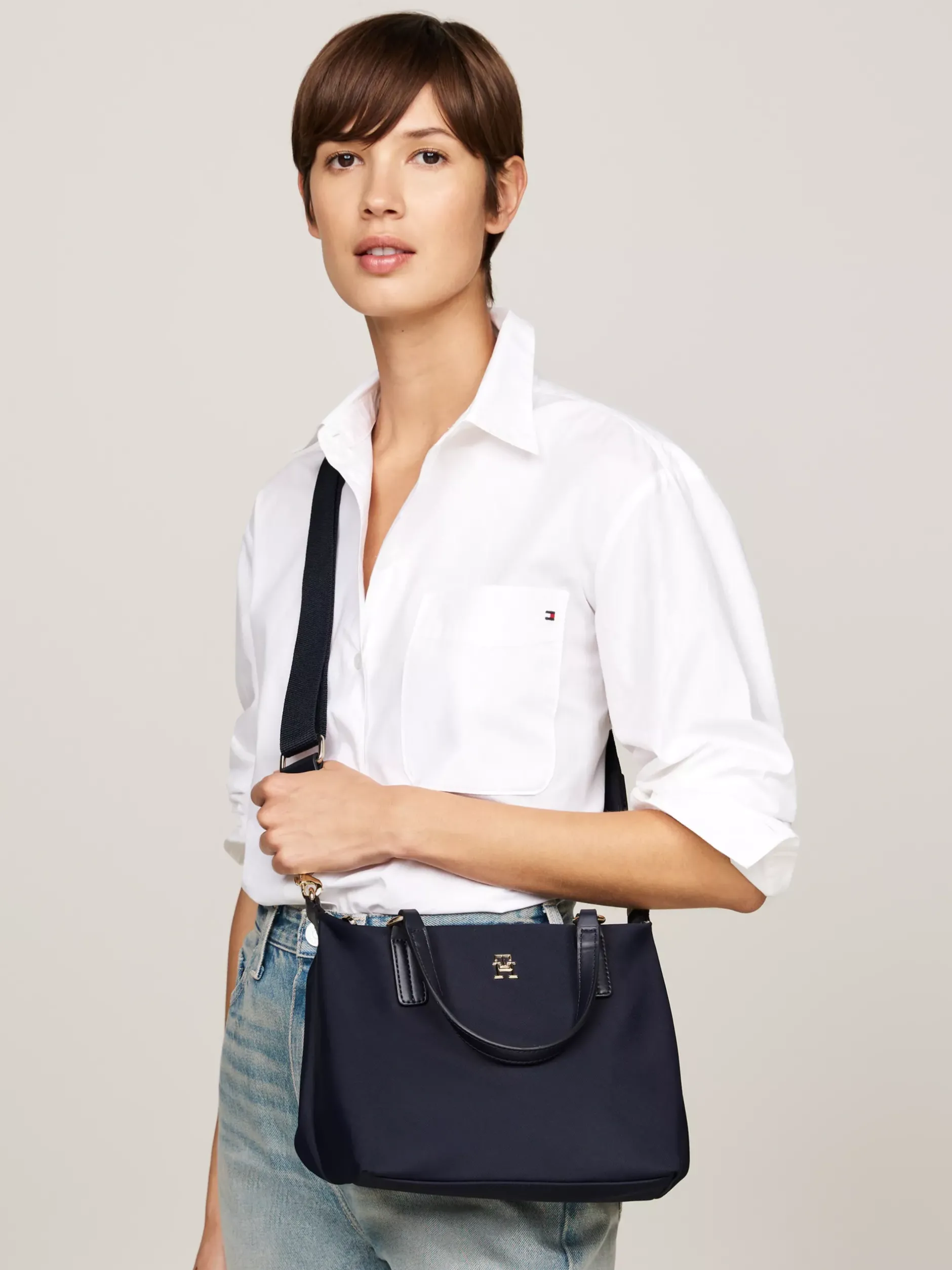 Torebki Tote*Tommy Hilfiger Torba Typu Tote Z Sygnowanym Zamkiem SPACE BLUE