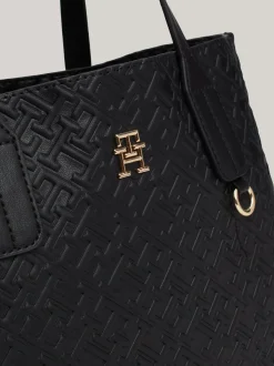 Torebki Tote*Tommy Hilfiger Torba Typu Tote Z Wytłoczonym Monogramem TH BLACK