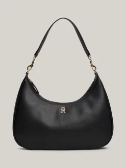 Torby Na Ramię*Tommy Hilfiger Torebka Hobo Z Monogramem TH BLACK