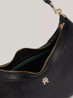 Torby Na Ramię*Tommy Hilfiger Torebka Hobo Z Monogramem TH BLACK