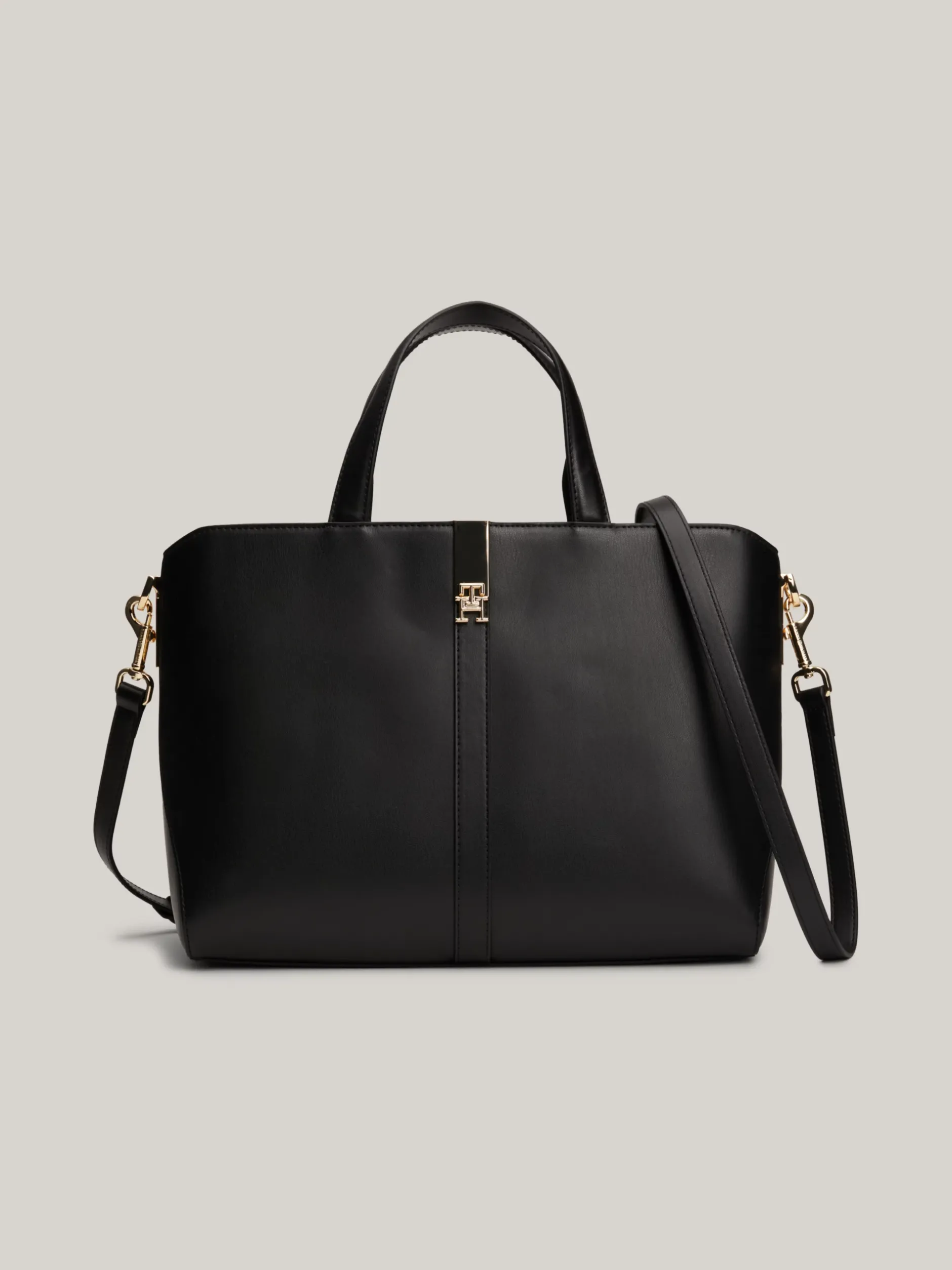 Torebki Tote*Tommy Hilfiger Torebka Na Pasku Heritage Z Plakietką BLACK