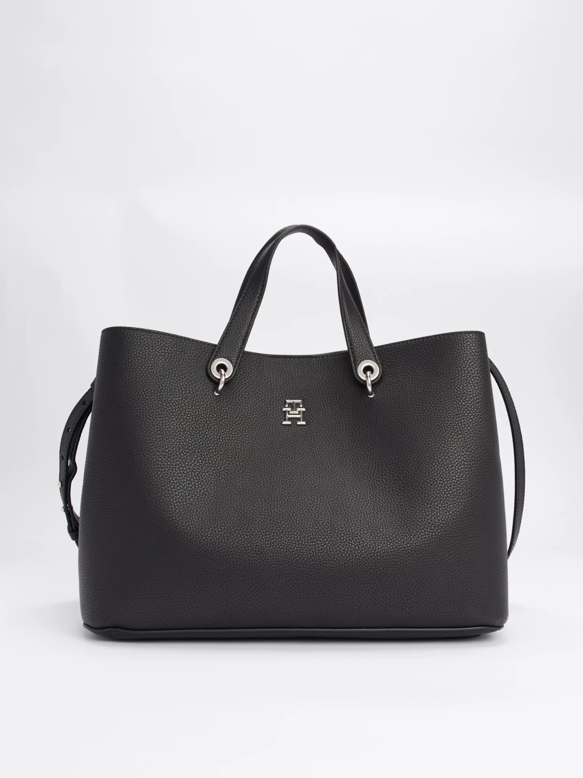 Torebki-Worki*Tommy Hilfiger Torebka Na Pasku TH Emblem BLACK