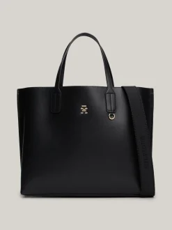 Torebki Na Pasku*Tommy Hilfiger Torebka Na Pasku Z Monogramem TH I Logo BLACK