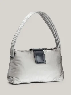 Torby Na Ramię*Tommy Hilfiger Torebka Na Ramię O Metalicznym Wykończeniu PEWTER