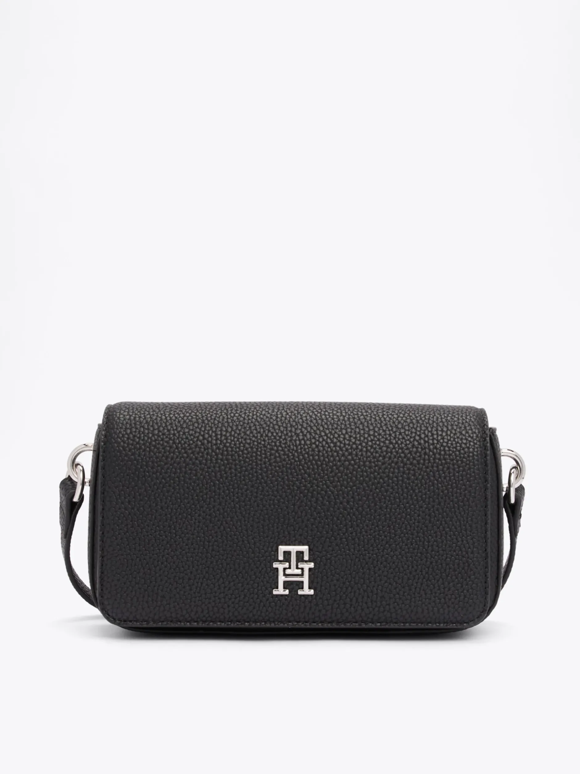 Torebki Na Pasku*Tommy Hilfiger Torebka Na Ramię TH Emblem Z Klapką BLACK