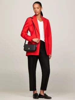 Torebki Na Pasku*Tommy Hilfiger Torebka Na Ramię TH Emblem Z Klapką BLACK