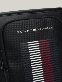 Torebki Na Pasku*Tommy Hilfiger Torebka Na Ramię Z Fakturą Piki Na Kieszonce BLACK