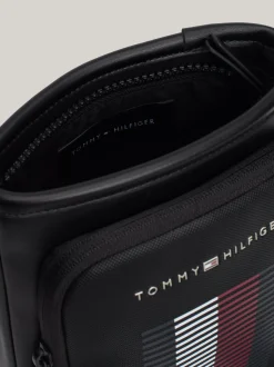 Torebki Na Pasku*Tommy Hilfiger Torebka Na Ramię Z Fakturą Piki Na Kieszonce BLACK