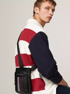 Torebki Na Pasku*Tommy Hilfiger Torebka Na Ramię Z Fakturą Piki Na Kieszonce BLACK