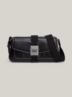 Torebki Na Pasku*Tommy Hilfiger Torebka Na Ramię Z Klapką BLACK