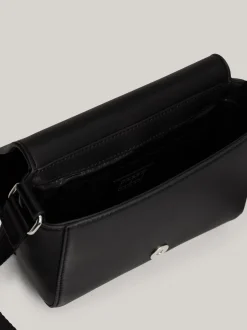 Torebki Na Pasku*Tommy Hilfiger Torebka Na Ramię Z Logo City Na Klapce BLACK