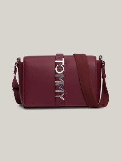 Torebki Na Pasku*Tommy Hilfiger Torebka Na Ramię Z Logo City Na Klapce DEEP ROUGE