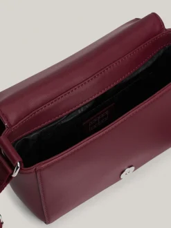 Torebki Na Pasku*Tommy Hilfiger Torebka Na Ramię Z Logo City Na Klapce DEEP ROUGE