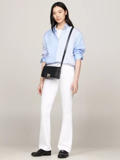 Torebki Na Pasku*Tommy Hilfiger Torebka Na Ramię Z Monogramem TH BLACK