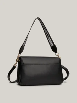 Torby Na Ramię*Tommy Hilfiger Torebka Na Ramię Z Parcianym Paskiem BLACK