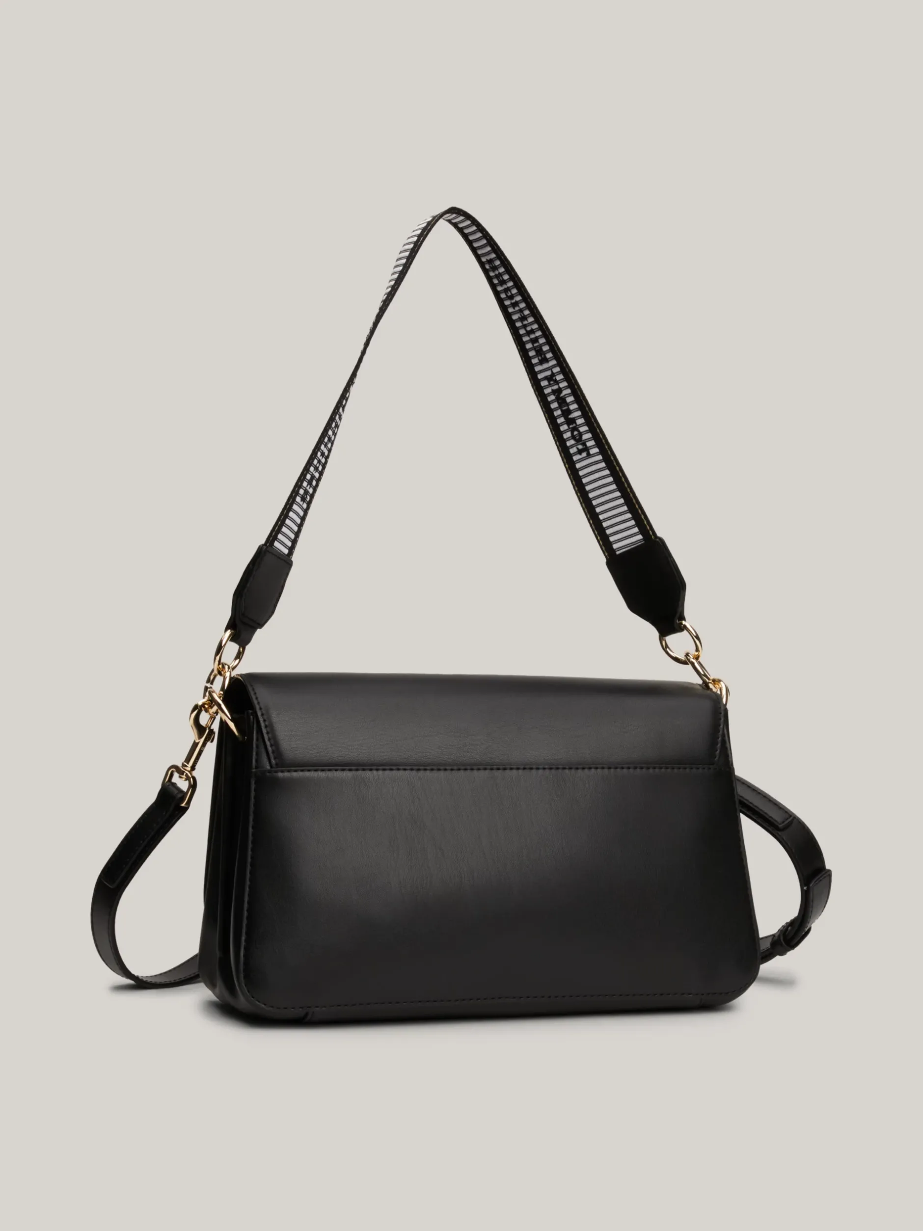 Torby Na Ramię*Tommy Hilfiger Torebka Na Ramię Z Parcianym Paskiem BLACK