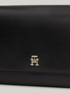 Torby Na Ramię*Tommy Hilfiger Torebka Na Ramię Z Parcianym Paskiem BLACK