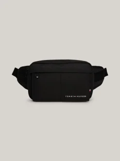 Torebki Na Pasku*Tommy Hilfiger Torebka Na Ramię Z Powtórzonym Logo Na Pasku BLACK