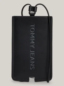 Portfele & Breloczki Do Kluczy*Tommy Hilfiger Torebka Na Telefon Essential Z Metalowym Logo BLACK