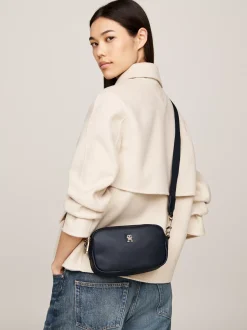 Torebki Na Pasku*Tommy Hilfiger Torebka Z Plakietką Z Monogramem TH SPACE BLUE