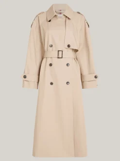 Kurtki & Płaszcze*Tommy Hilfiger Trencz O Kroju Oversize Z Paskiem W Talii BEIGE