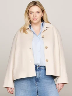 Kurtki & Płaszcze|Wełniane Płaszcze*Tommy Hilfiger Trencz O Krótkim Kroju Curve Z Mieszanki Wełny CLASSIC BEIGE
