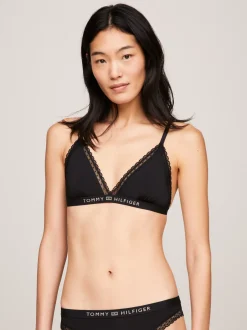Biustonosze|Bielizna*Tommy Hilfiger Trójkątny Nieusztywniany Biustonosz Z Koronką BLACK