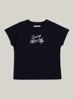 Topy I T-Shirty*Tommy Hilfiger T-shirt Adaptive Z Gwiazdką Z Cekinów I Logo DESERT SKY