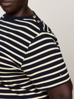 T-Shirty*Tommy Hilfiger T-shirt Curve Z Dekoltem W łódkę BRETON STP DESERT SKY/COUNTRY IVORY