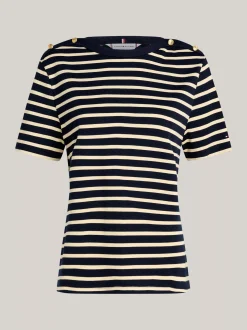 T-Shirty*Tommy Hilfiger T-shirt Curve Z Dekoltem W łódkę BRETON STP DESERT SKY/COUNTRY IVORY