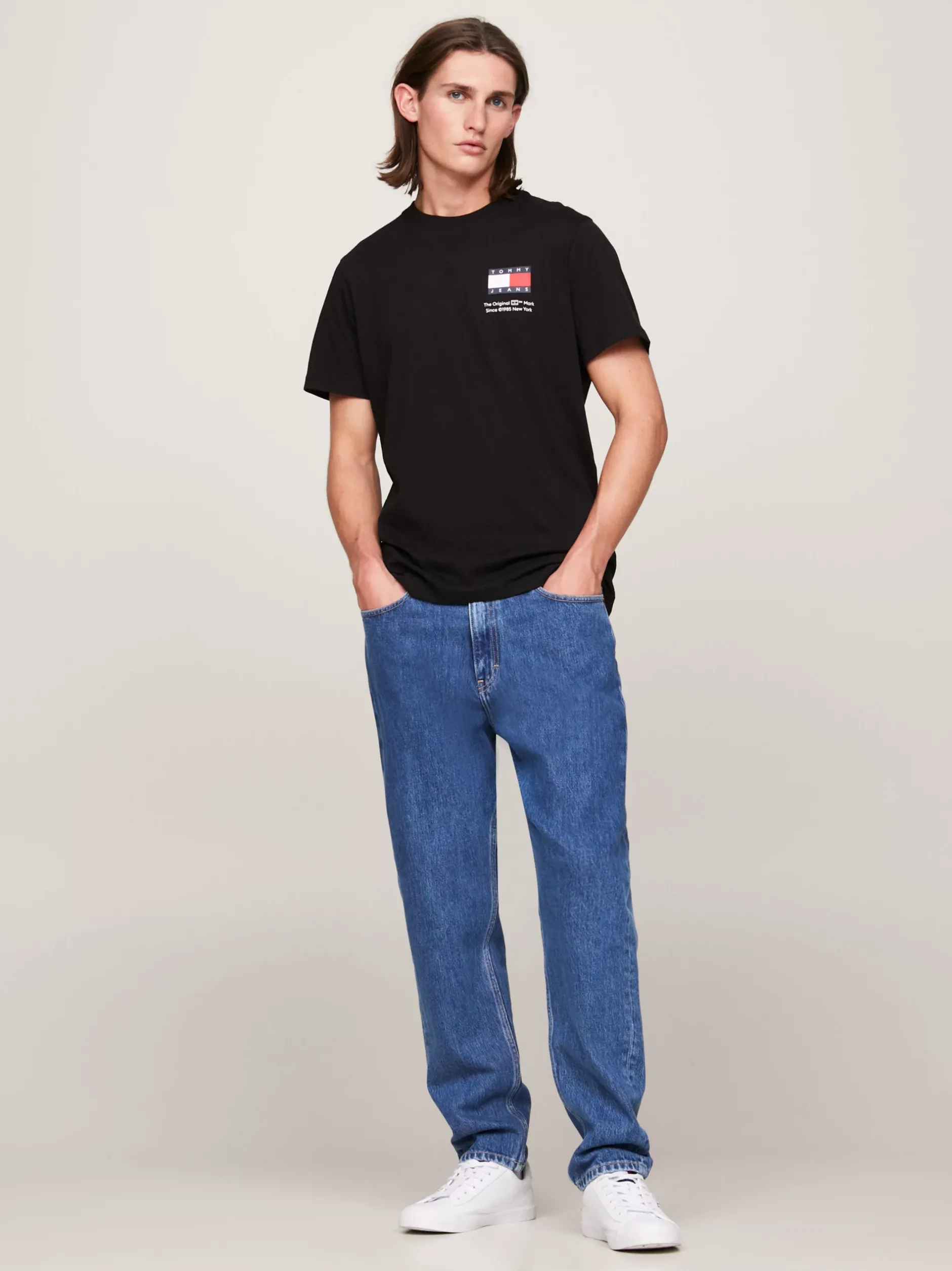 T-Shirty*Tommy Hilfiger T-shirt Essential O Dopasowanym Kroju Z Logo BLACK