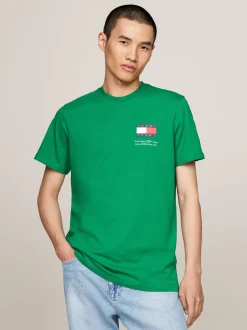 T-Shirty*Tommy Hilfiger T-shirt Essential O Dopasowanym Kroju Z Logo GREEN MALACHITE