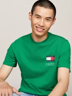 T-Shirty*Tommy Hilfiger T-shirt Essential O Dopasowanym Kroju Z Logo GREEN MALACHITE