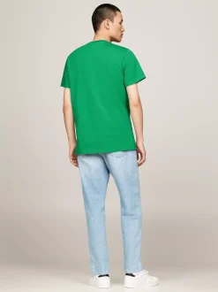 T-Shirty*Tommy Hilfiger T-shirt Essential O Dopasowanym Kroju Z Logo GREEN MALACHITE