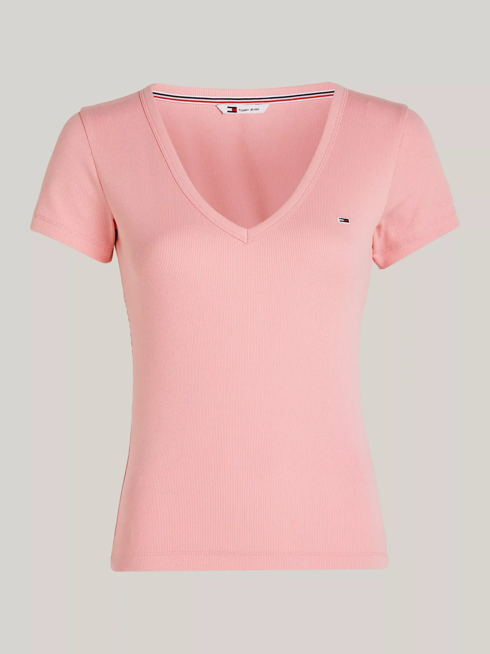 T-Shirty*Tommy Hilfiger T-shirt Essential Z Dekoltem W Szpic BALLET PINK