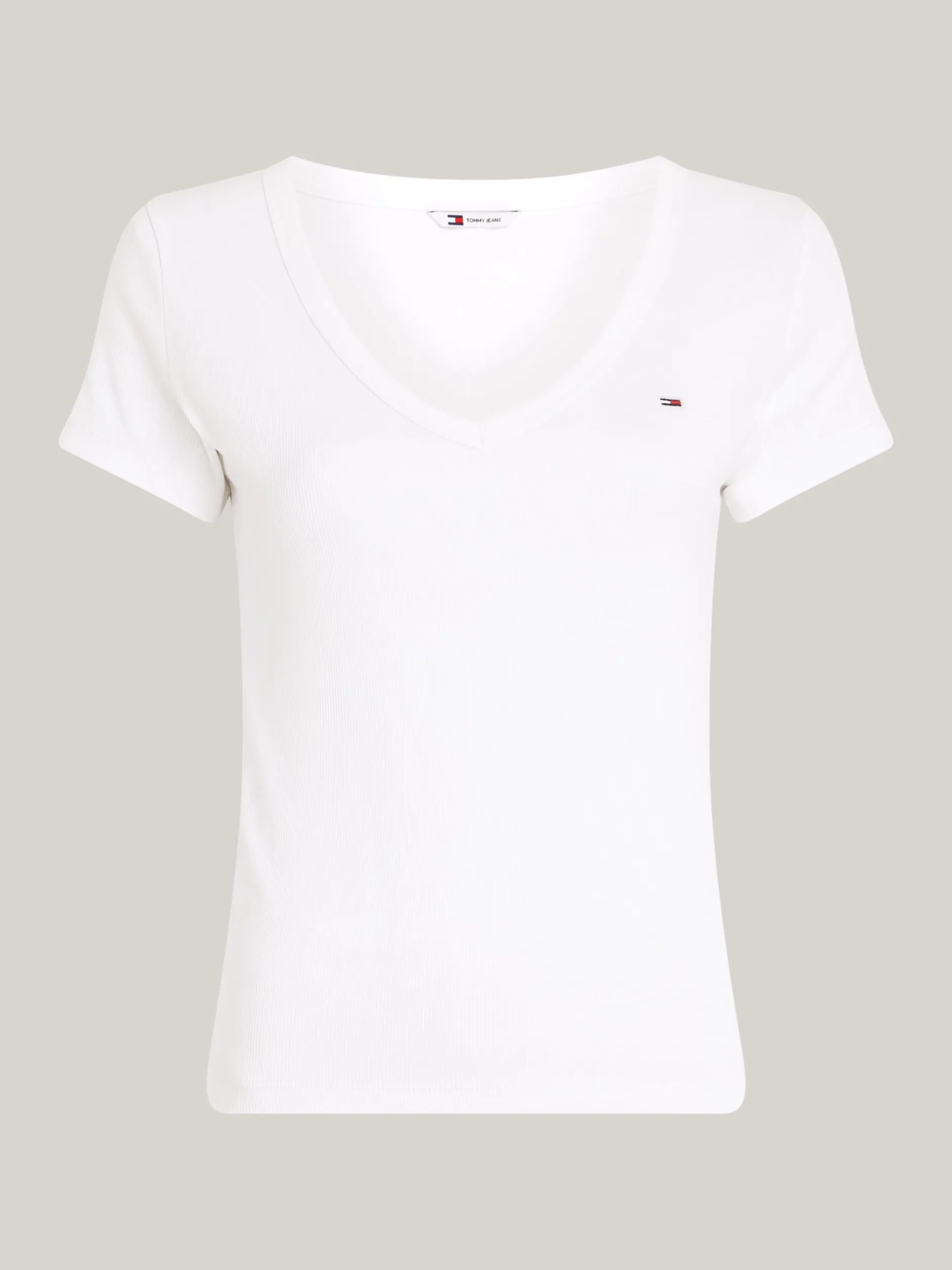 T-Shirty*Tommy Hilfiger T-shirt Essential Z Dekoltem W Szpic WHITE