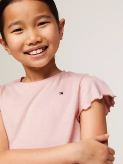 Topy I T-Shirty*Tommy Hilfiger T-shirt Essential Z Muszelkowym Wykończeniem WHIMSY PINK