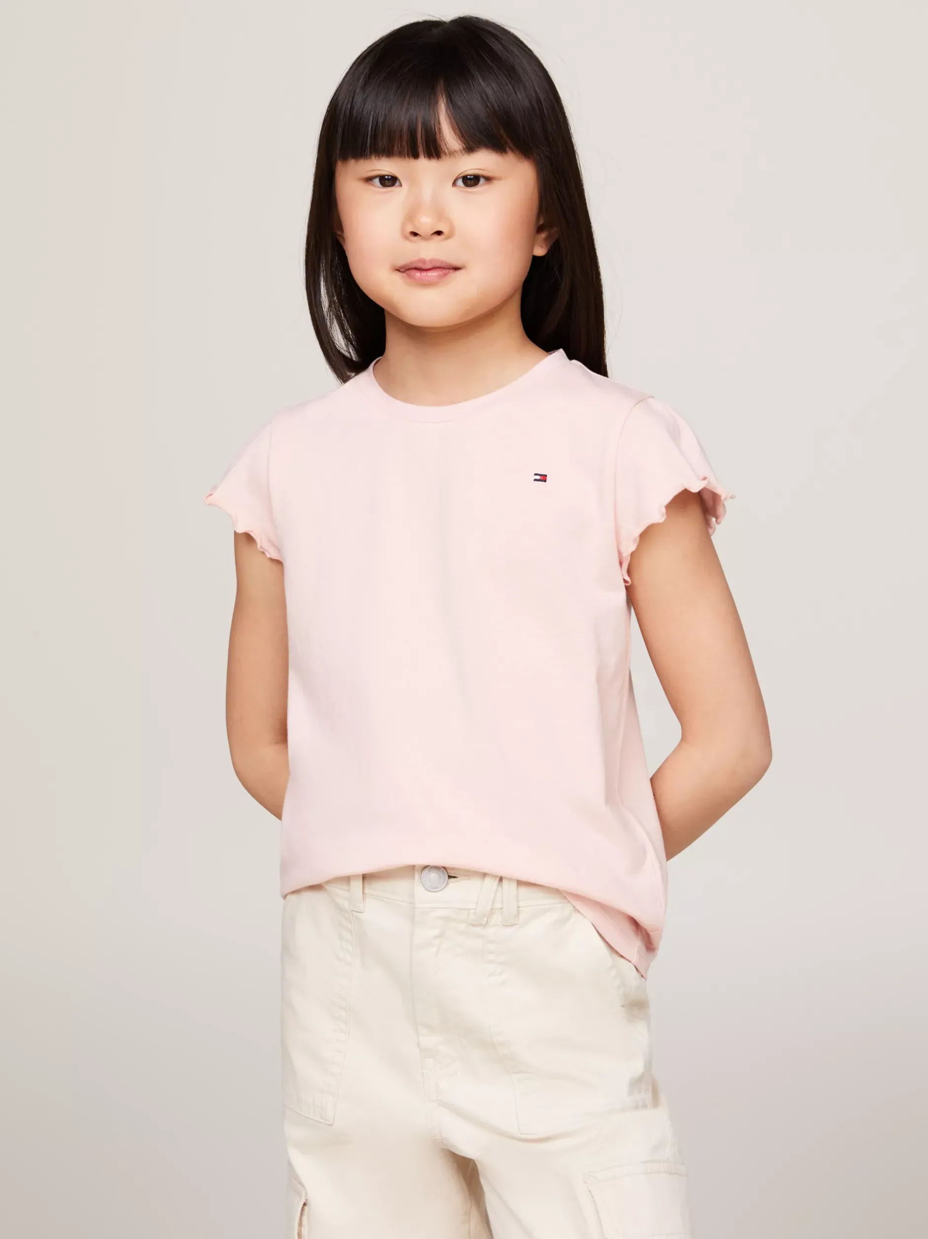Topy I T-Shirty*Tommy Hilfiger T-shirt Essential Z Muszelkowym Wykończeniem SOFT ROSE