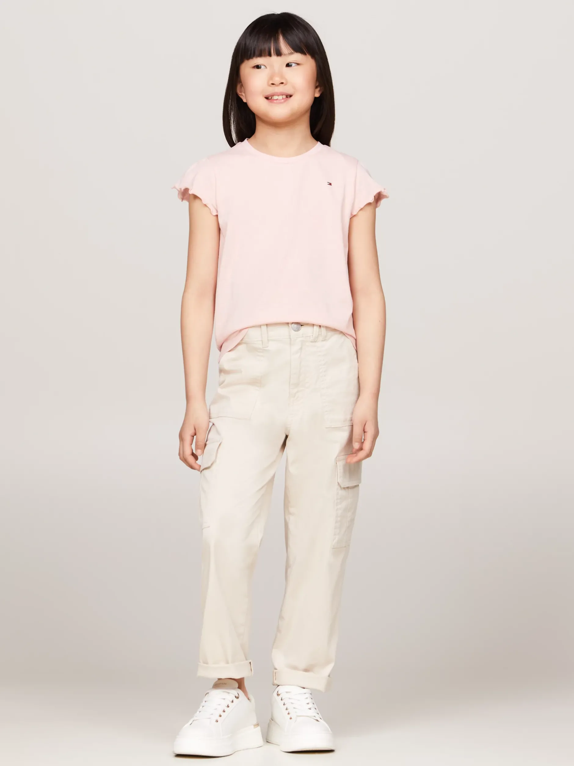 Topy I T-Shirty*Tommy Hilfiger T-shirt Essential Z Muszelkowym Wykończeniem SOFT ROSE