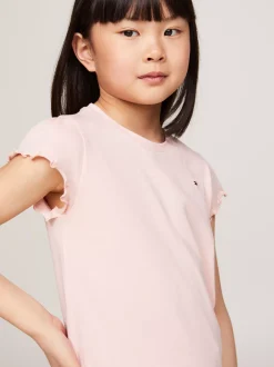 Topy I T-Shirty*Tommy Hilfiger T-shirt Essential Z Muszelkowym Wykończeniem SOFT ROSE