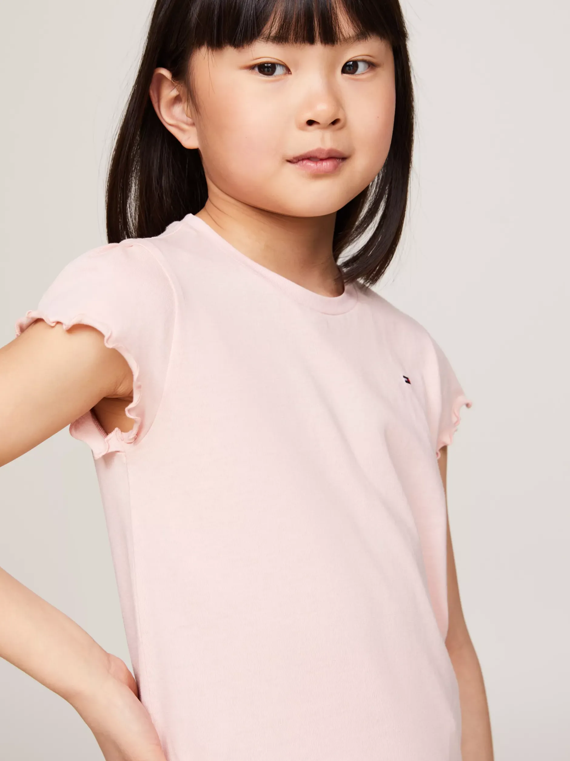 Topy I T-Shirty*Tommy Hilfiger T-shirt Essential Z Muszelkowym Wykończeniem SOFT ROSE