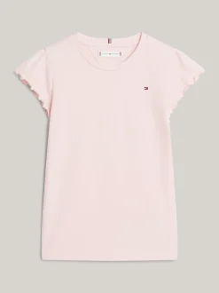 Topy I T-Shirty*Tommy Hilfiger T-shirt Essential Z Muszelkowym Wykończeniem SOFT ROSE