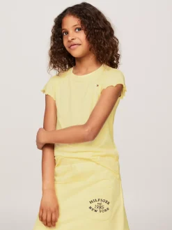 Topy I T-Shirty*Tommy Hilfiger T-shirt Essential Z Muszelkowym Wykończeniem LEMON ZEST