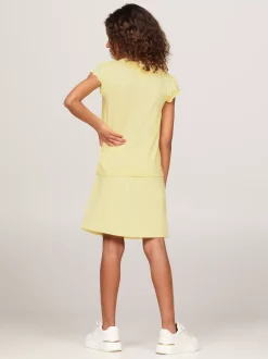 Topy I T-Shirty*Tommy Hilfiger T-shirt Essential Z Muszelkowym Wykończeniem LEMON ZEST