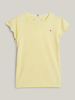 Topy I T-Shirty*Tommy Hilfiger T-shirt Essential Z Muszelkowym Wykończeniem LEMON ZEST