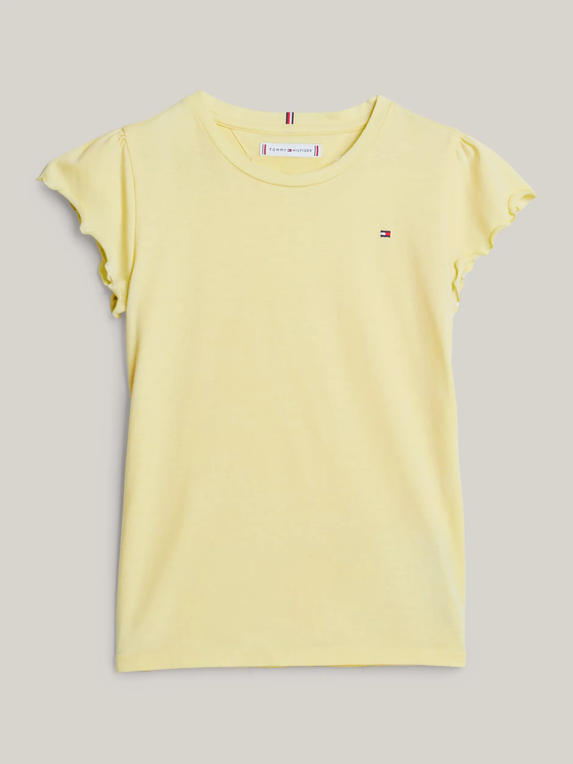Topy I T-Shirty*Tommy Hilfiger T-shirt Essential Z Muszelkowym Wykończeniem LEMON ZEST