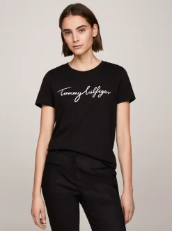 T-Shirty*Tommy Hilfiger T-shirt Heritage Z Okrągłym Dekoltem I Logo MASTERS BLACK